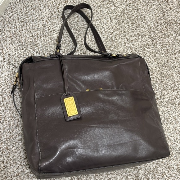 Badgley Mischka Handbags - Leather Tote Bag in Dark Brown - Classic Women's Shoulder Bag